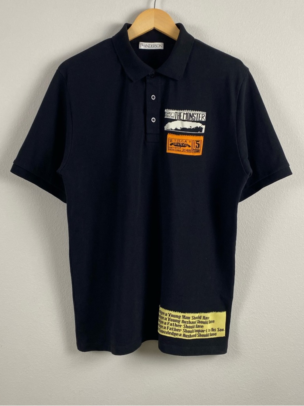 JW Anderson SS 2018 Collection Bubble Patch Pique Knit Short Sleeve Polo | Black